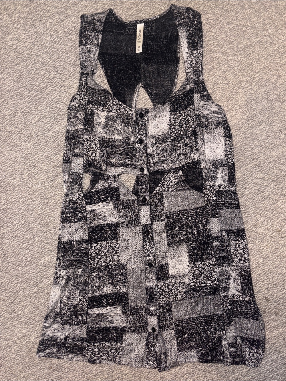 RVCA Geometric Patchwork-Style Pattern Cutout Dress